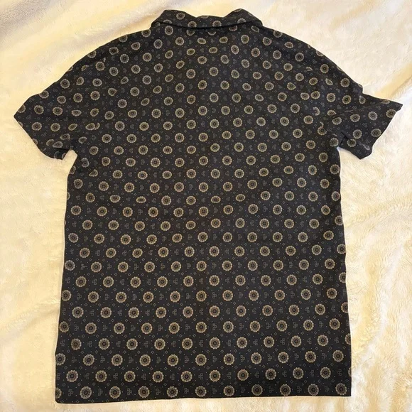 Express Men’s Black Geometric Design Polo - Picture 2 of 5